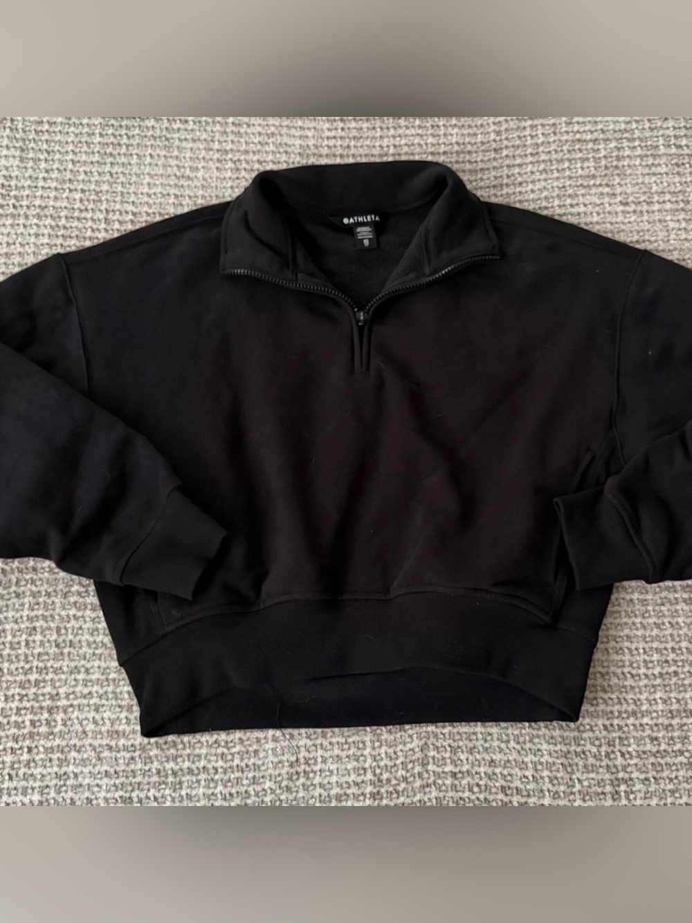 Athleta Black Quarter-Zip Pullover Sweatshirt cropped